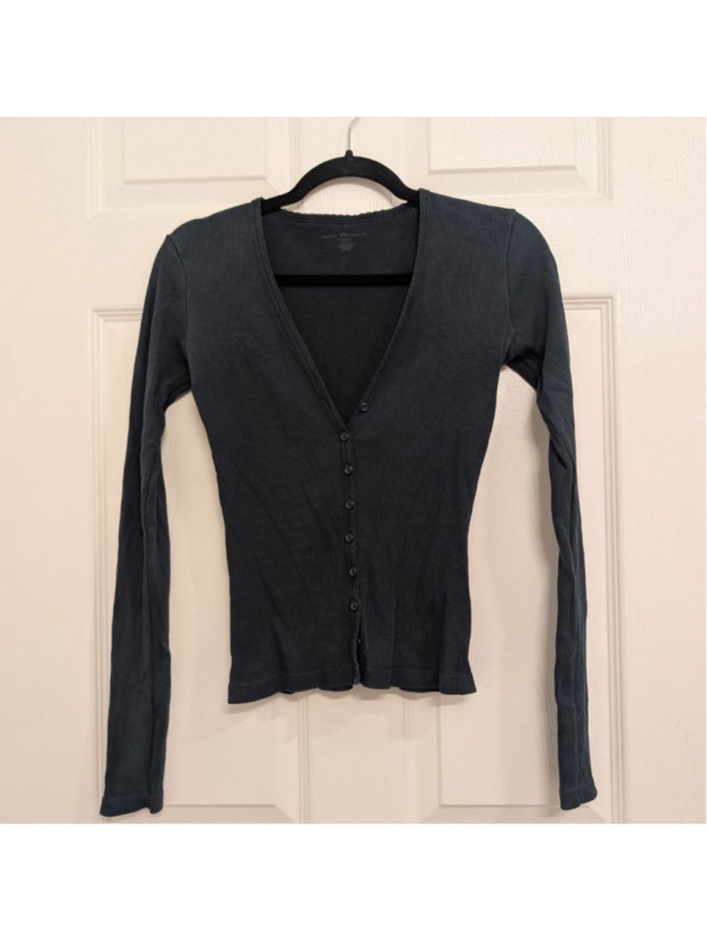 Brandy Melville Cardigan S Dark Blue Y2K style Bella Swan Long Sleeve Henley Top